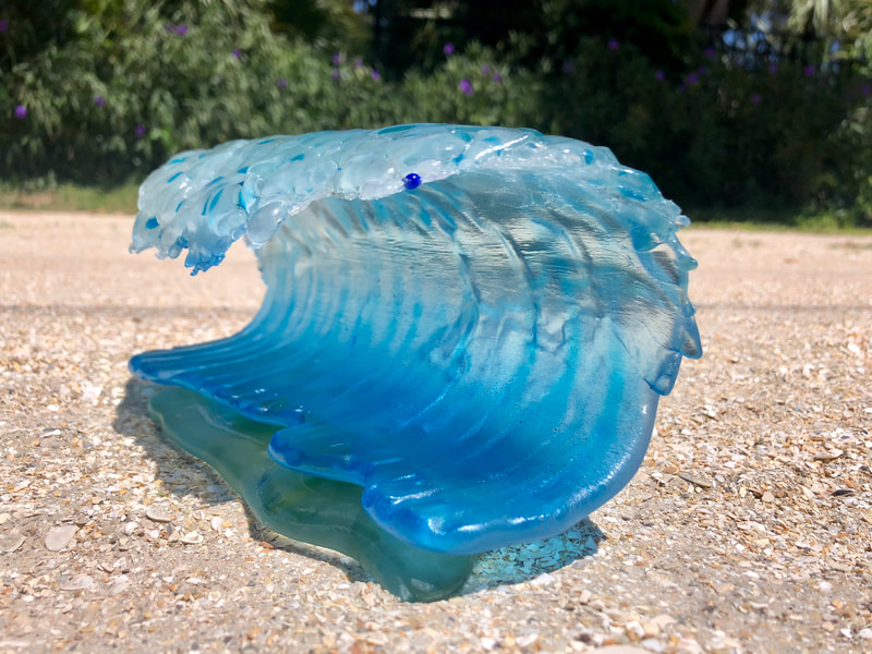 glass art wave sculpture surrf surfing art