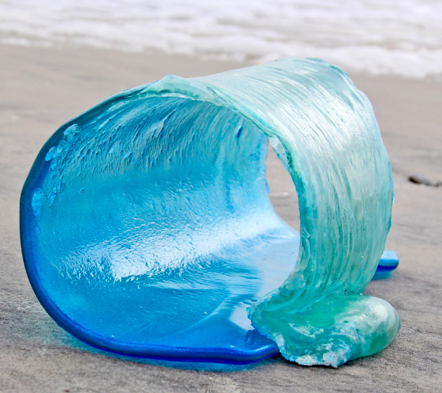 Mermaid and glass waves surf beach ocean glass art