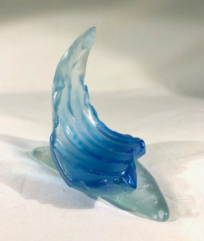 small glass wave sculpture glass art surf ocean
