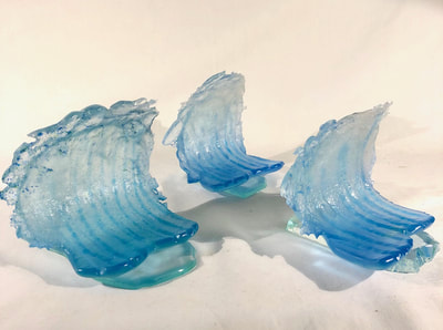 glass art foamy wave sculpture