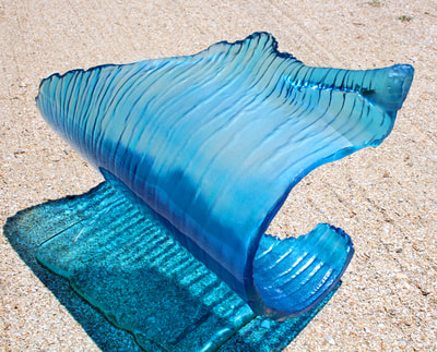 Big glass wave sculpture ocean art SLAMMER